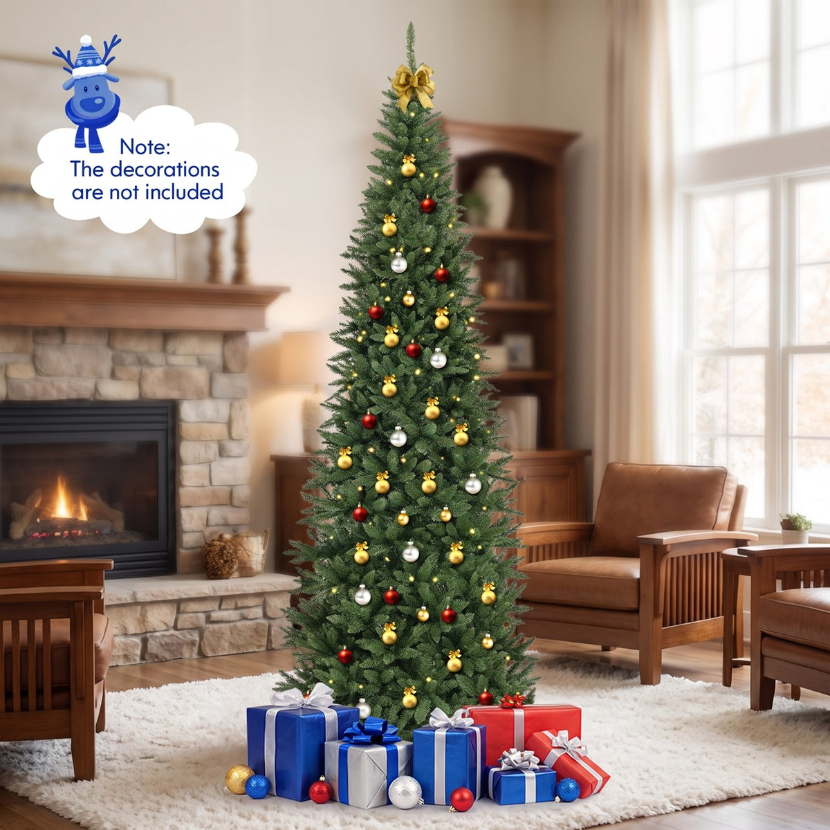 Airfind 12 FT Artificial Christmas Tree with 800 Warm White LED Lights for Home Party Shopping Mall, White