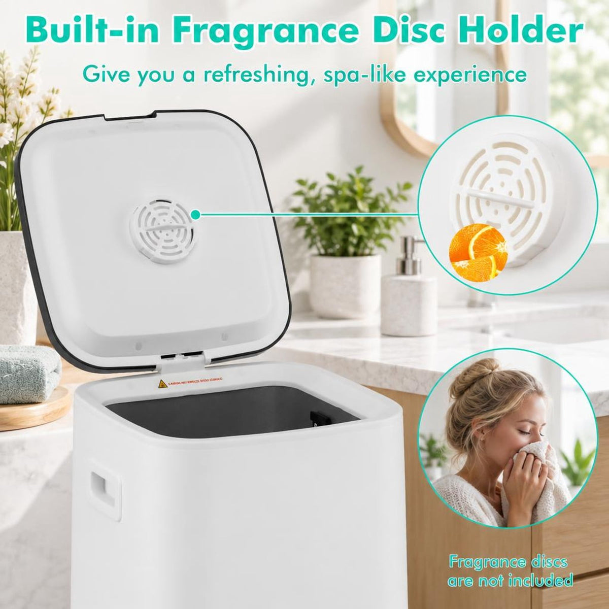 Airfind 23L Large Hot Towel Heater with Rapid Heating and Adjustable Timer, PP ABS Galvanized Metal Frame, 12.6in x 12.6in x 18.5in Footprint, White