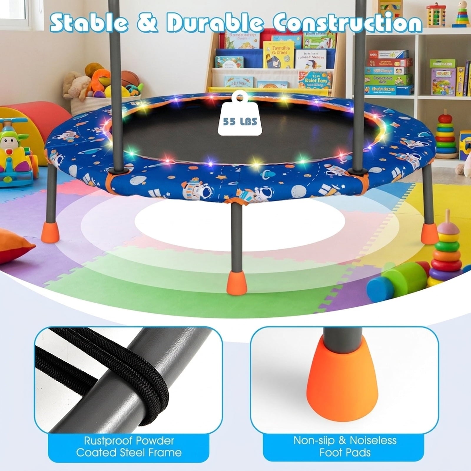 Airfind 36 Inch Mini Trampoline for Kids with LED Lights, Bluetooth