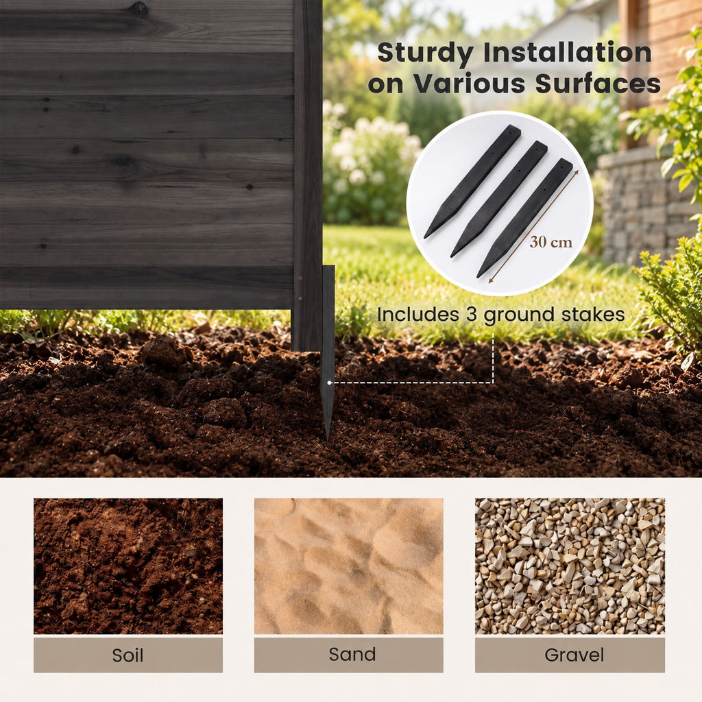 Airfind 3-Panel Outdoor Privacy Air Conditioner Fence for Outside, Fir Wood, 47 Inch x 47 Inch x 45.5 Inch Length of Each Ground Stake 12 Inch