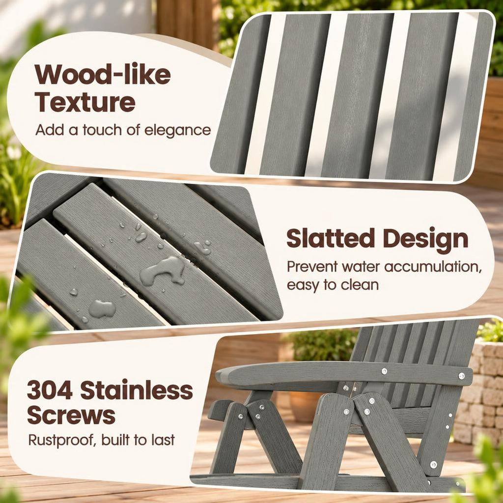 Airfind Foldable Patio Chair All, Weather HDPE Outdoor Dining Chair with Armrest, Gray, The slatted design effectively prevents water accumulation
