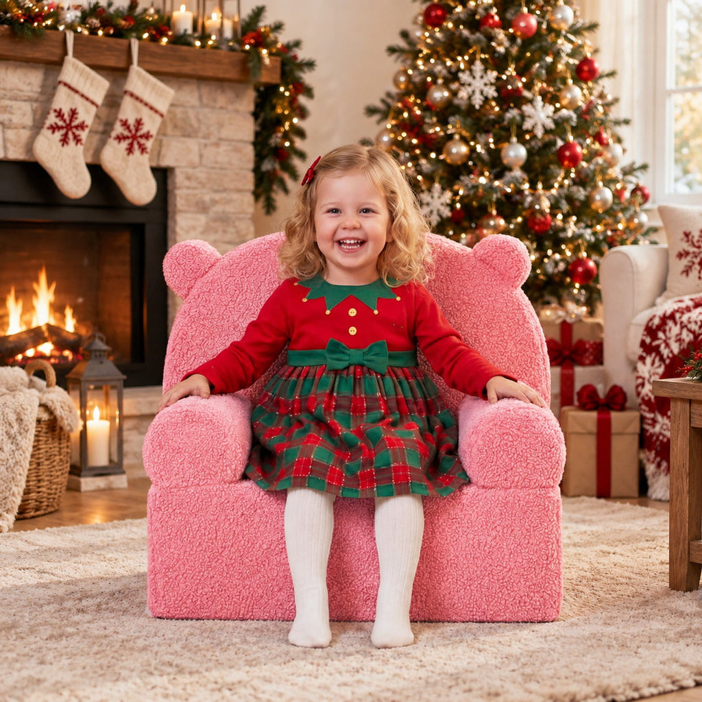 Airfind Kids Bear Sofa Toddler Foam Couch with Soft Fleece Fabric Cover, Teddy Fleece Fabric Frame, for 3+ years old, 20 x 16 x 18 Footprint