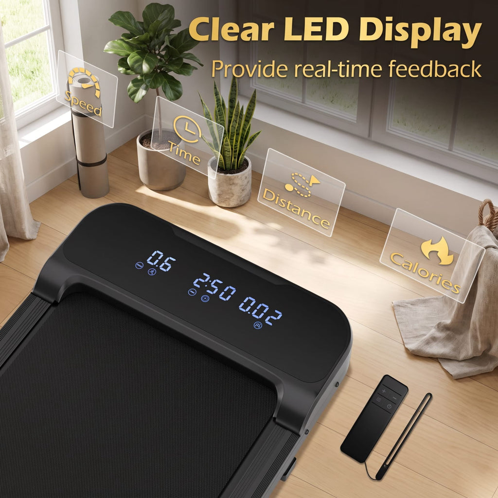 Airfind 2.5 HP Under Desk Treadmill with Remote Control and 3 Countdown Modes for Home Office Walking Pad Jogging, Black