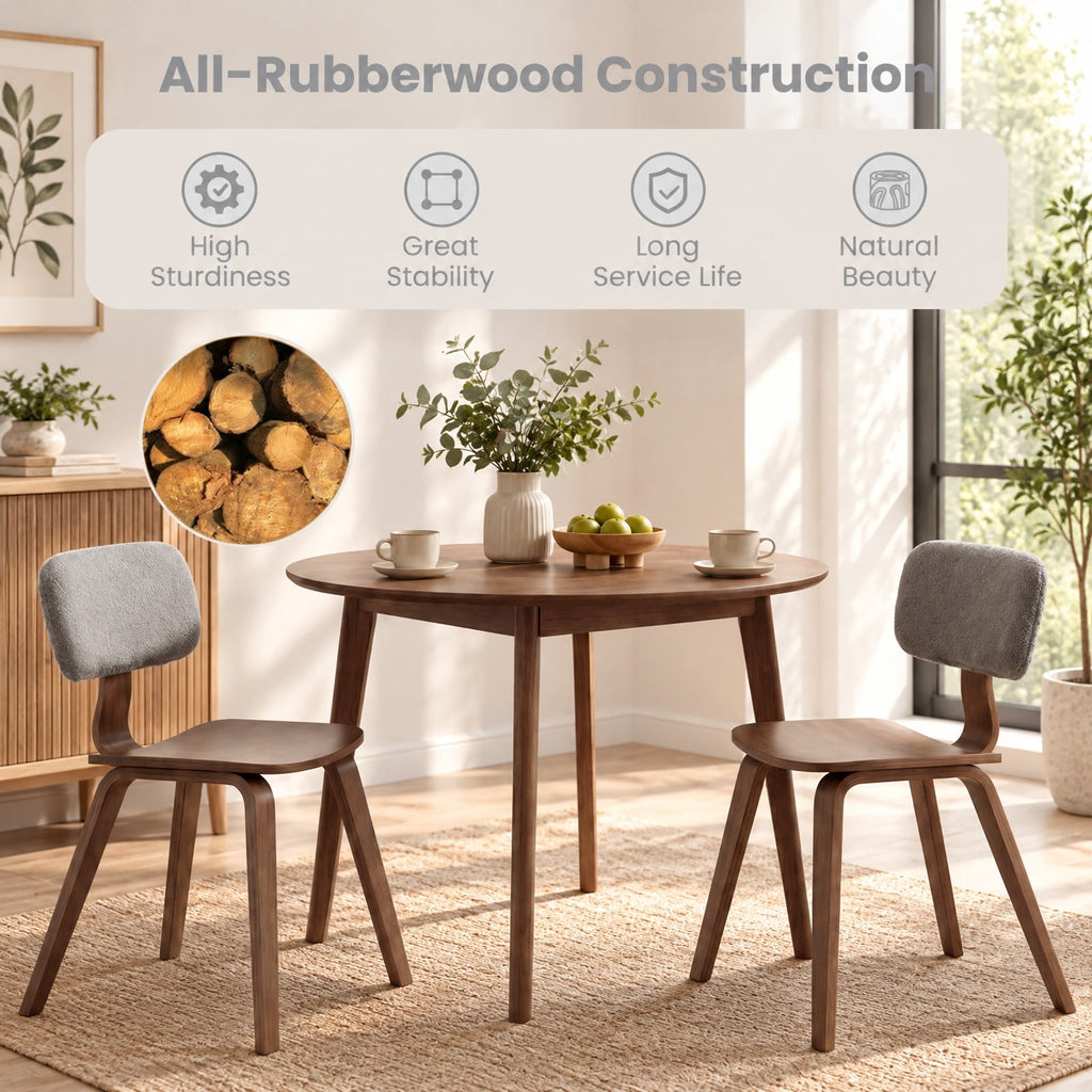 Airfind Set of 2 Rubber Wood Dining Room Chairs with Teddy Velvet Padded Backrest, Capacity 330 lbs Capacity, Rubber Wood Teddy Velvet Sponge Frame