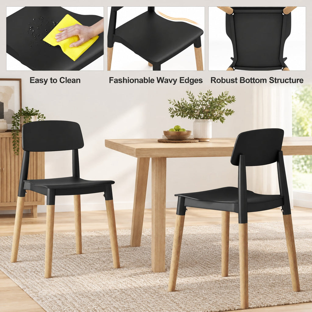 Airfind Modern Dining Side Chairs Set of 4 with Ergonomic Backrest for Dining Room, 330 lbs Capacity, PP Beech Frame, 19.5 x 17 x 30 Footprint