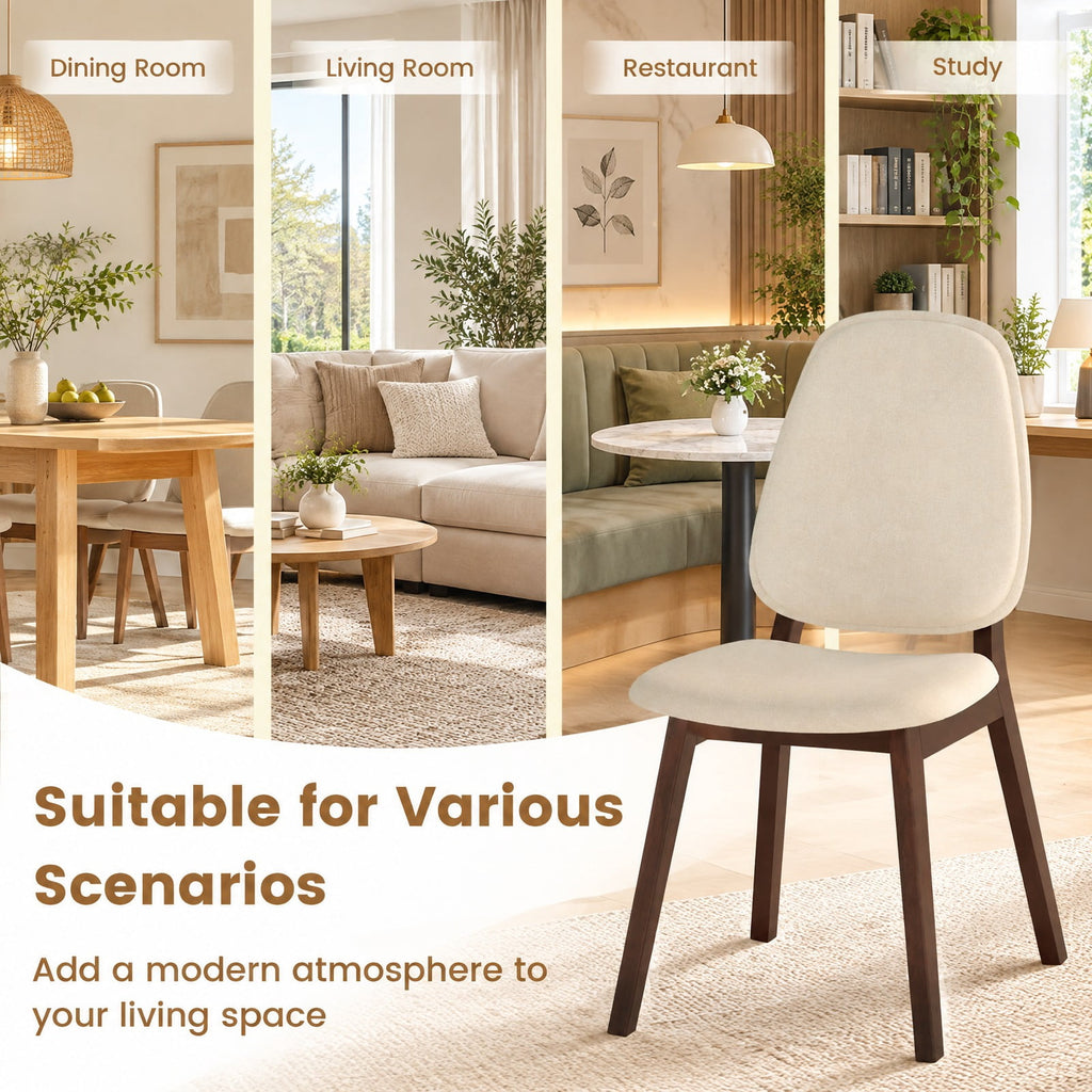 Airfind Wooden Dining Chair Set of 2 Mid-Century Modern Upholstered Side Armless Chair, Chair 330 lbs Capacity, 19in x 23in x 33in Footprint, Brown
