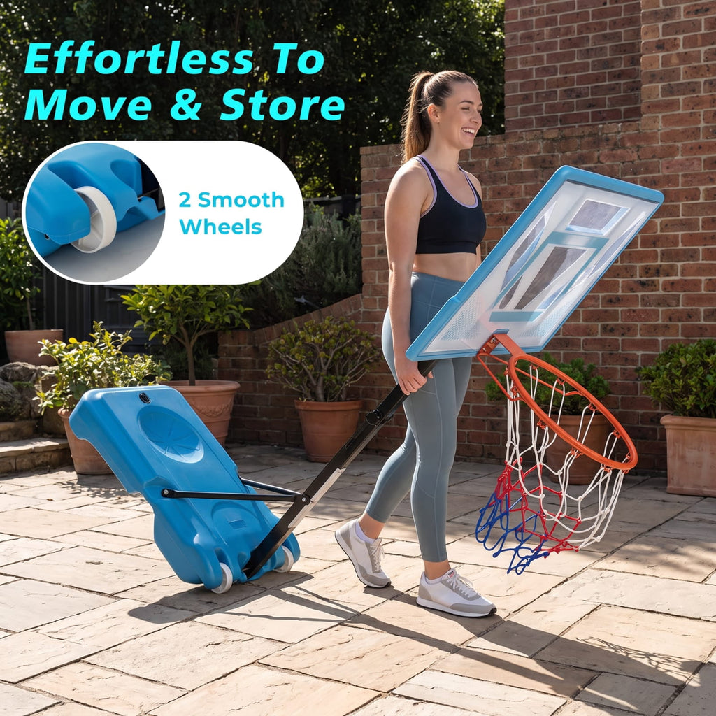 Airfind Pool Basketball Hoop with 3 Level Adjustable Height Shatterproof PC Backboard Weighted Base and Wheels for Swimming Pool Poolside Fun, Blue
