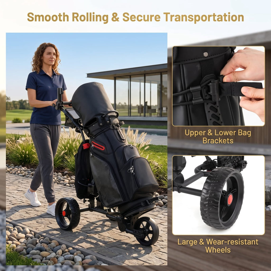 Airfind 3 Wheel Electric Golf Bag Cart with Adjustable Handle and 9 Speed Settings and USB Port for Course Walking, Black
