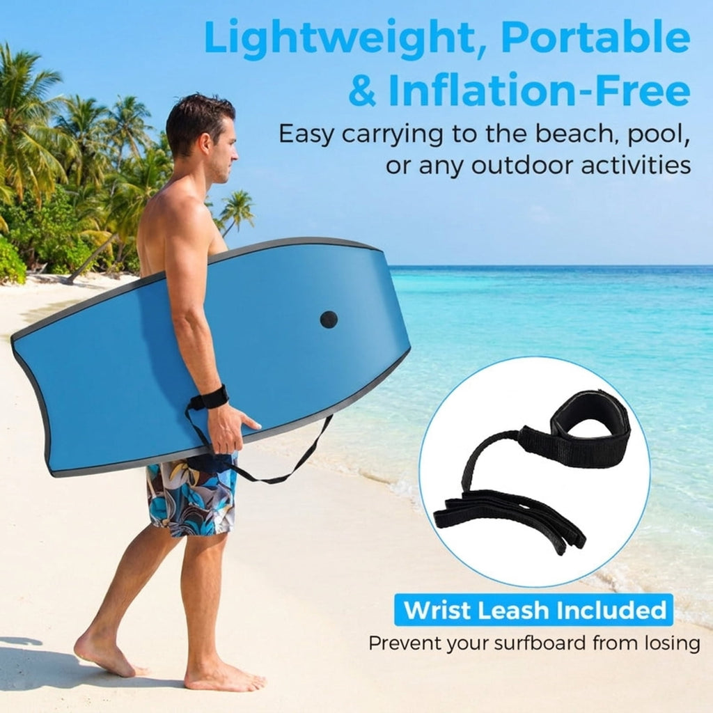 Airfind 41 Boogie Board with Tropical Reef Graphic Deck ¡ª EPS Core, XPE Top, HDPE Slick Bottom, Crescent Tail, Coiled Wrist Leash