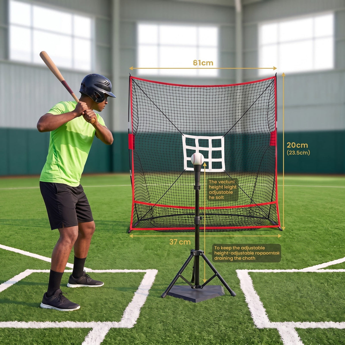 Airfind 7 x 7.4 FT Baseball Practice Net with 2 Strike Zones and Ball Collection System, Portable Pitching Batting Hitting Rebounder for Backyard, Black and Red