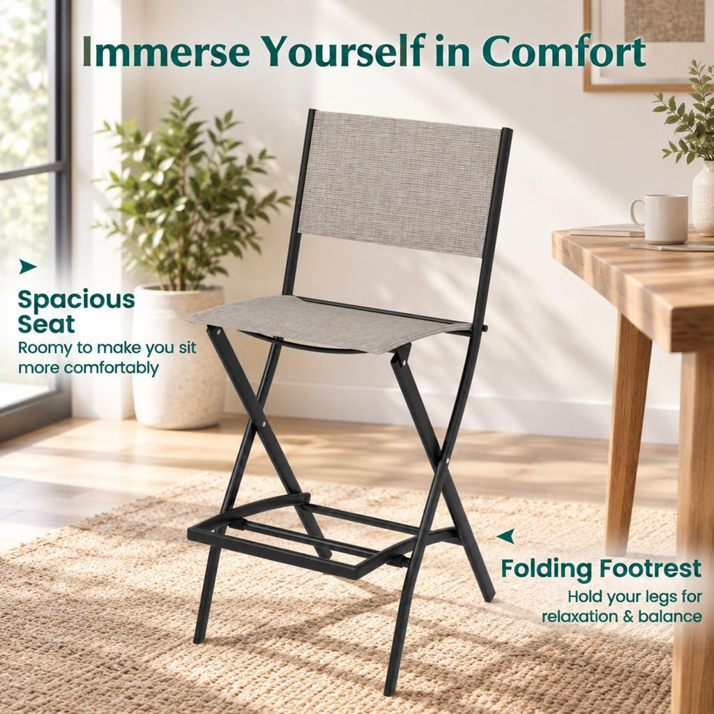 Airfind Outdoor Folding Bar Height Stool Set of 4 with Metal Frame and Footrest, 330 lbsNet Weight 11 lbsBox Qty1(May vary by batch) Capacity