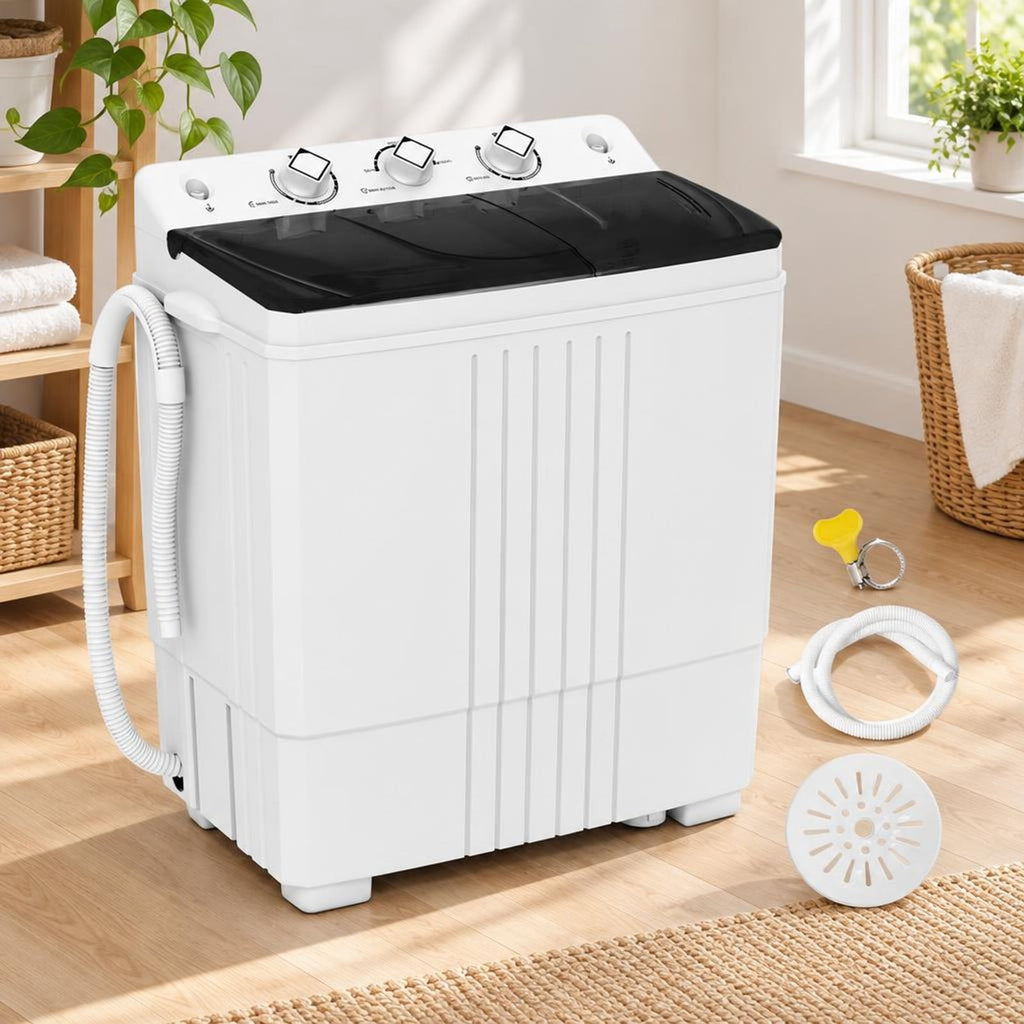 Airfind Portable Washing Machine with Built-in Drain Pump, PP Frame, Black, Suitable for home apartment dorm and RV
