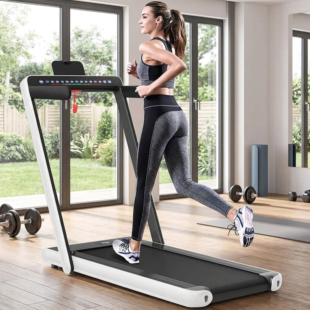 Airfind 2-in-1 Walk-to-Run Folding Treadmill Audio Console, White