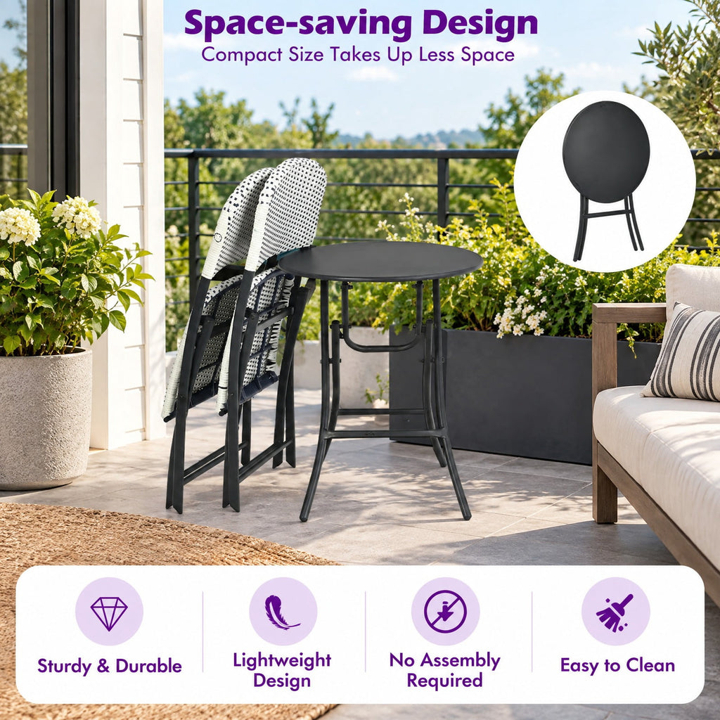 Airfind 3 Pieces Patio Rattan Bistro Set with Round Dining Table and 2 Chairs, 110lbs Weight capacity of each chair: 330lbs Capacity