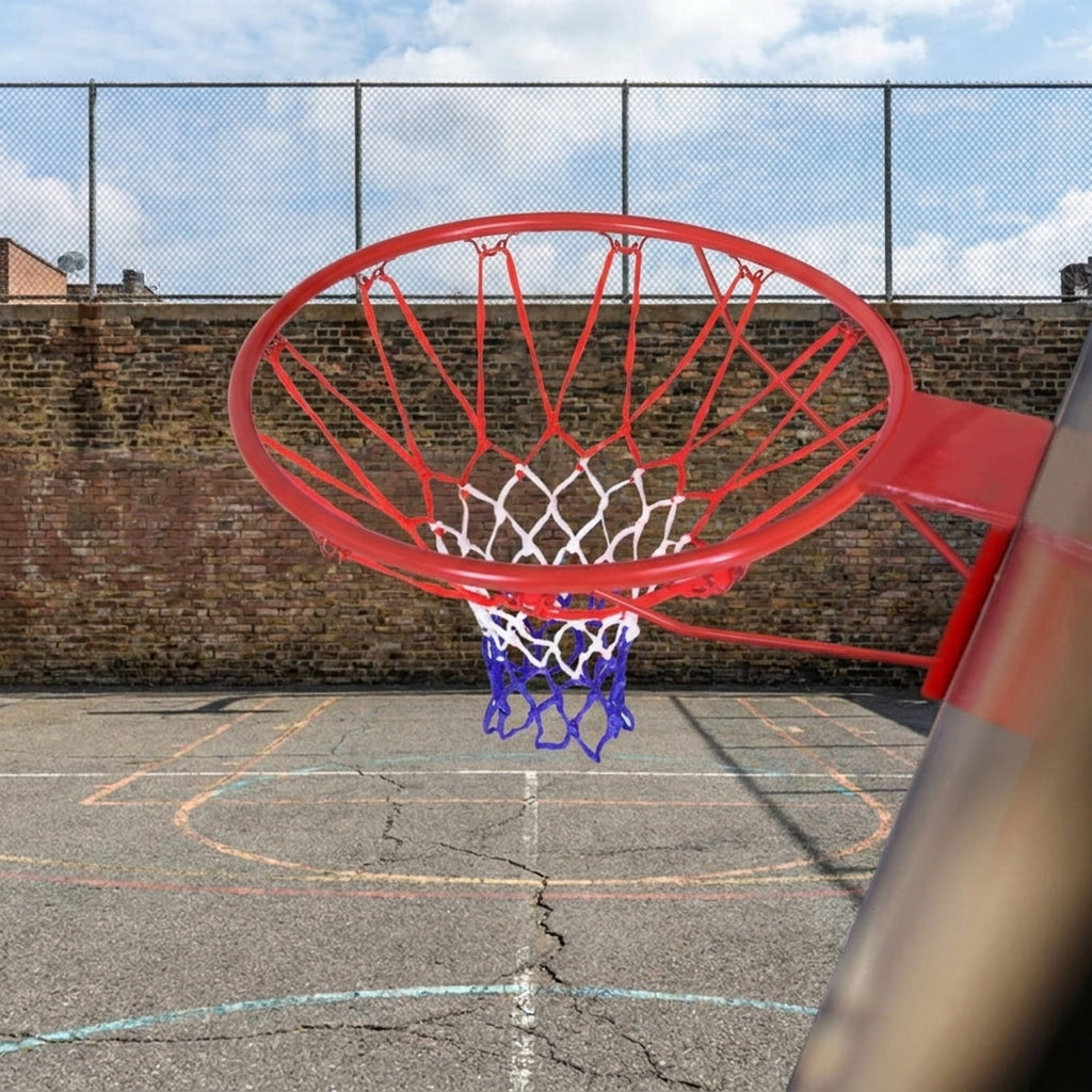 Airfind 18 Inch Steel Replacement Basketball Rim with All-Weather Polyethylene Net and Wall Mount Hardware for Indoor Outdoor Backboard Hoop Repair and Basketball Goal Restoration, Multicolor Net