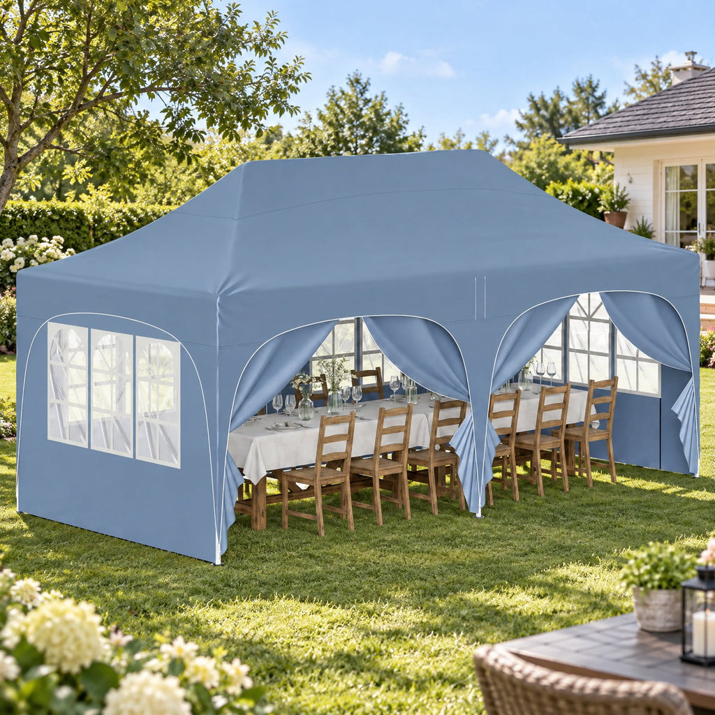 Airfind Pop Up Canopy Tent with 6 Removable Sidewalls for Patio, Metal Frame, 10 x 20 x 10.4 Footprint, Gray