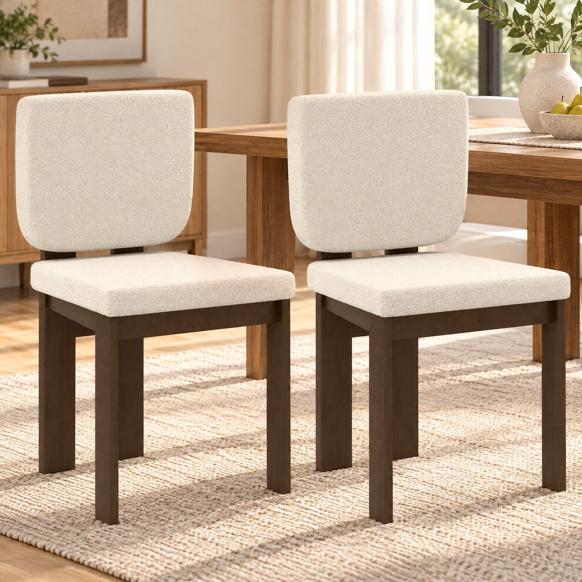 Airfind Wooden Dining Chair Set of 2 with Rubber Wood Leg for Home Office Living Room, Chair 265 lbs Capacity, Rubber Wood Sherpa Sponge Frame
