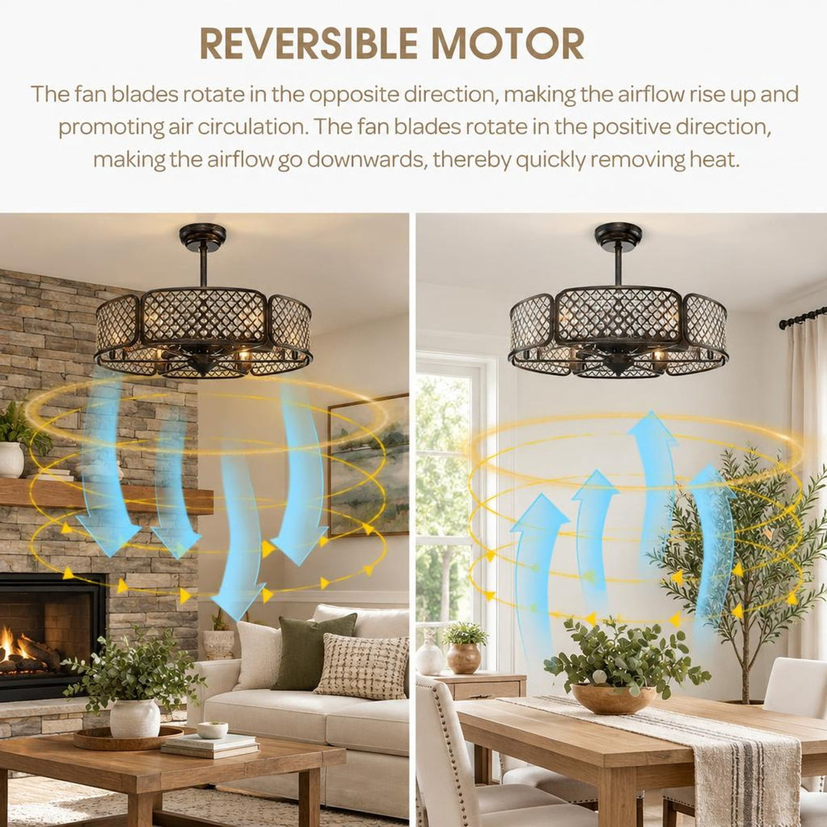 Airfind 30 Inch Caged Ceiling Fan with Light Crystal Lampshade 6 Light Bases, Iron Pp, Overall Dimension 30 Inch X 21 Inch or 31 Inch (d X, Brown