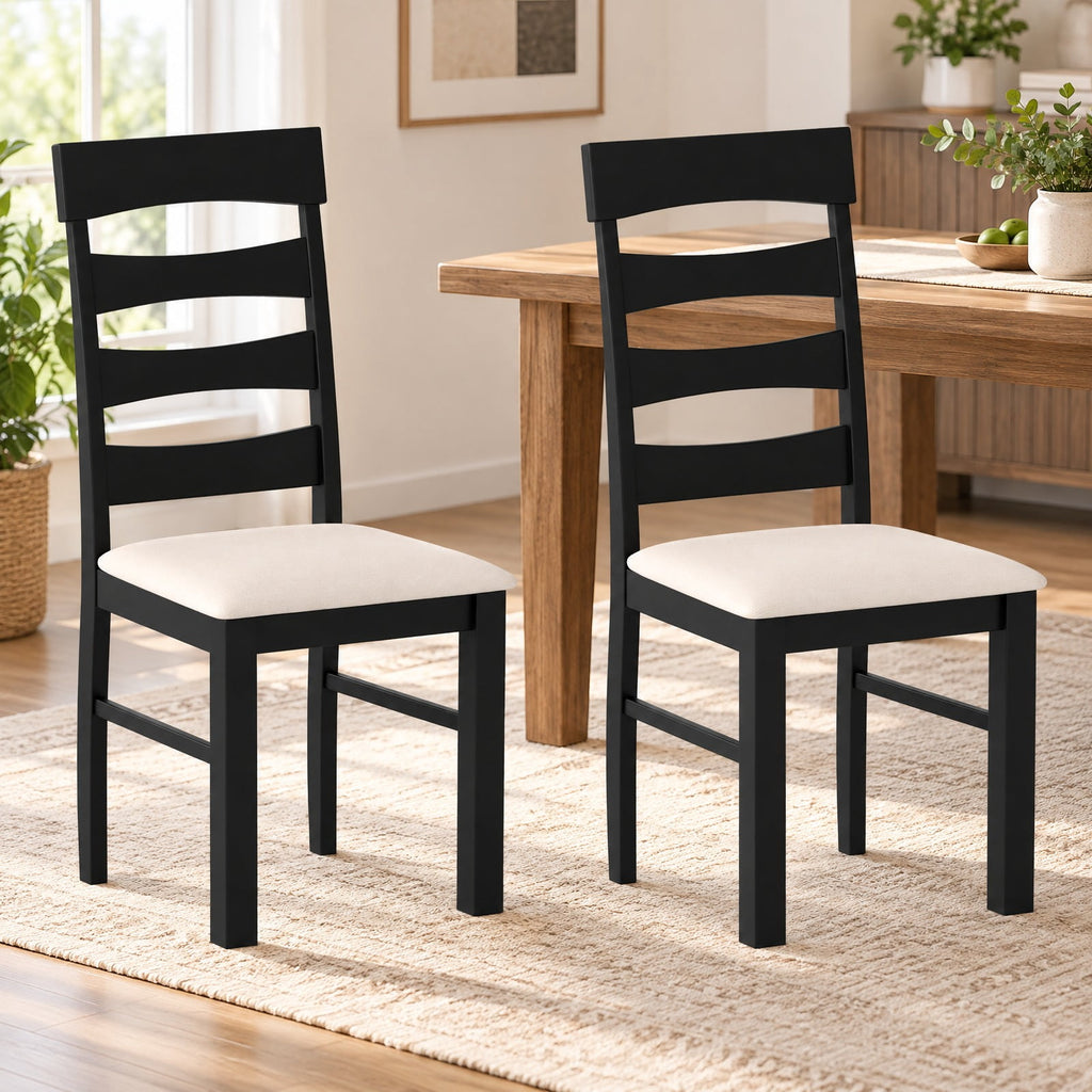 Airfind Dining Chairs Set of 2 High Back Dining Room Chairs with Padded Seat and Rubber Wood Frame, 330 lbs Capacity, 19.5 Inch x 17.5 Inch x 38 Inch Footprint