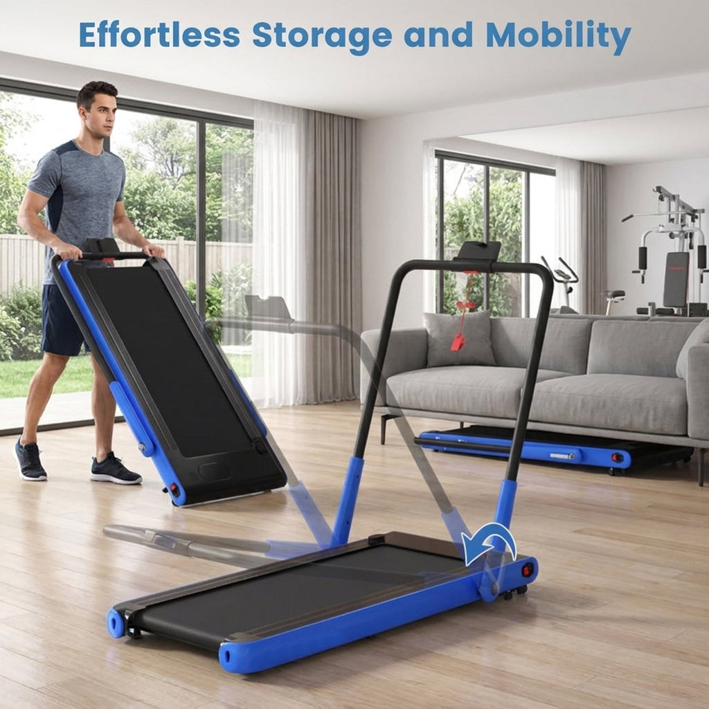 Airfind Under Desk Walking Pad Treadmill for home with ultra slim design and quiet 3HP motor plus remote control and LED screen for walking and running, Navy