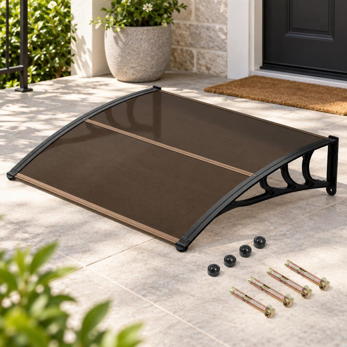 Airfind 39 x 30 Inch Outdoor Front Door Window Awning Door Canopy Exterior, 44 lbs Capacity, Polycarbonate Aluminum PP Frame, 39x30x9 Footprint