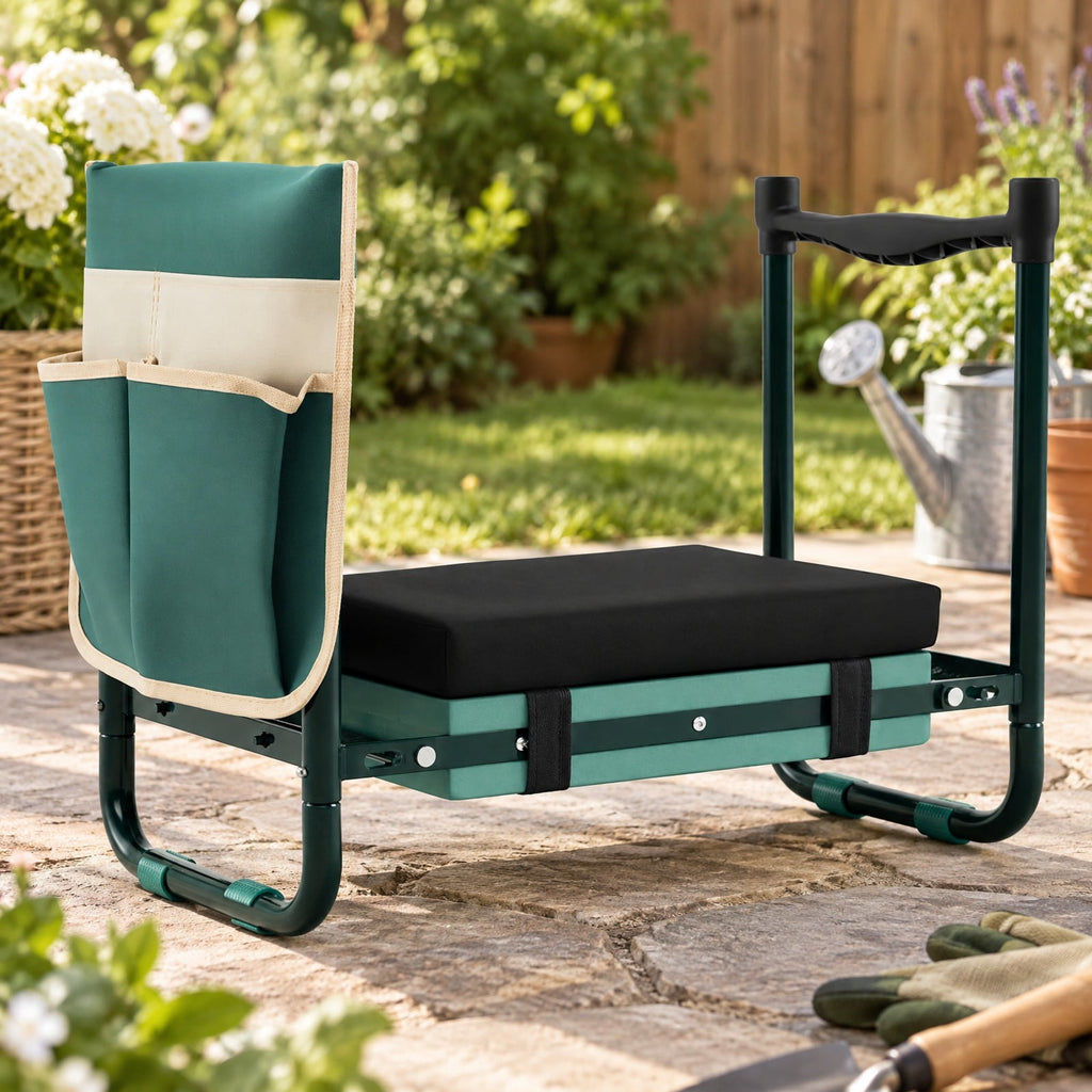 Airfind Garden Kneeler and Seat Foldable Gardening Stool with Wide EVA Foam Padding, 350 lbs Capacity, Metal EVA Frame, 21 x 12 x 17 Footprint