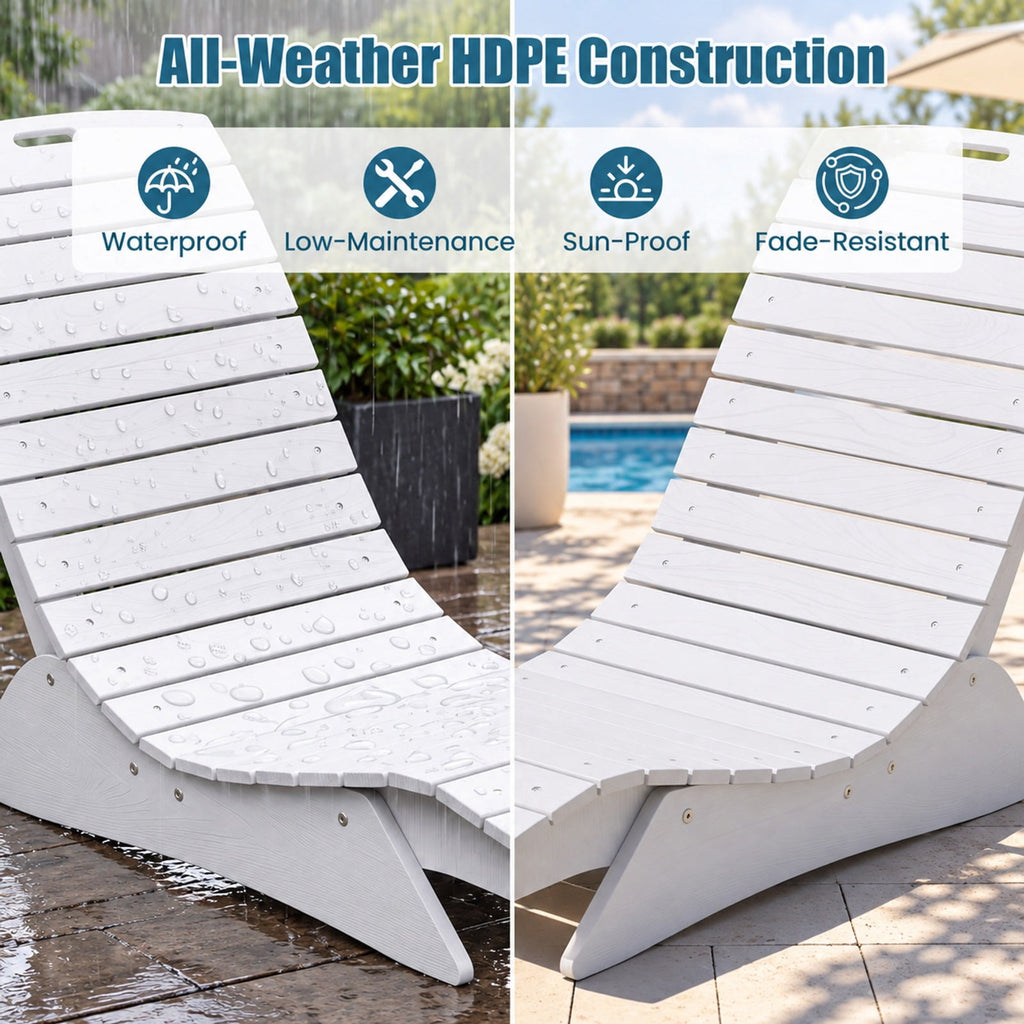 Airfind Fade-Resistant Outdoor Lounger with Contoured Shape for Deck Poolside, 450 lbs Capacity, HDPE Frame, White