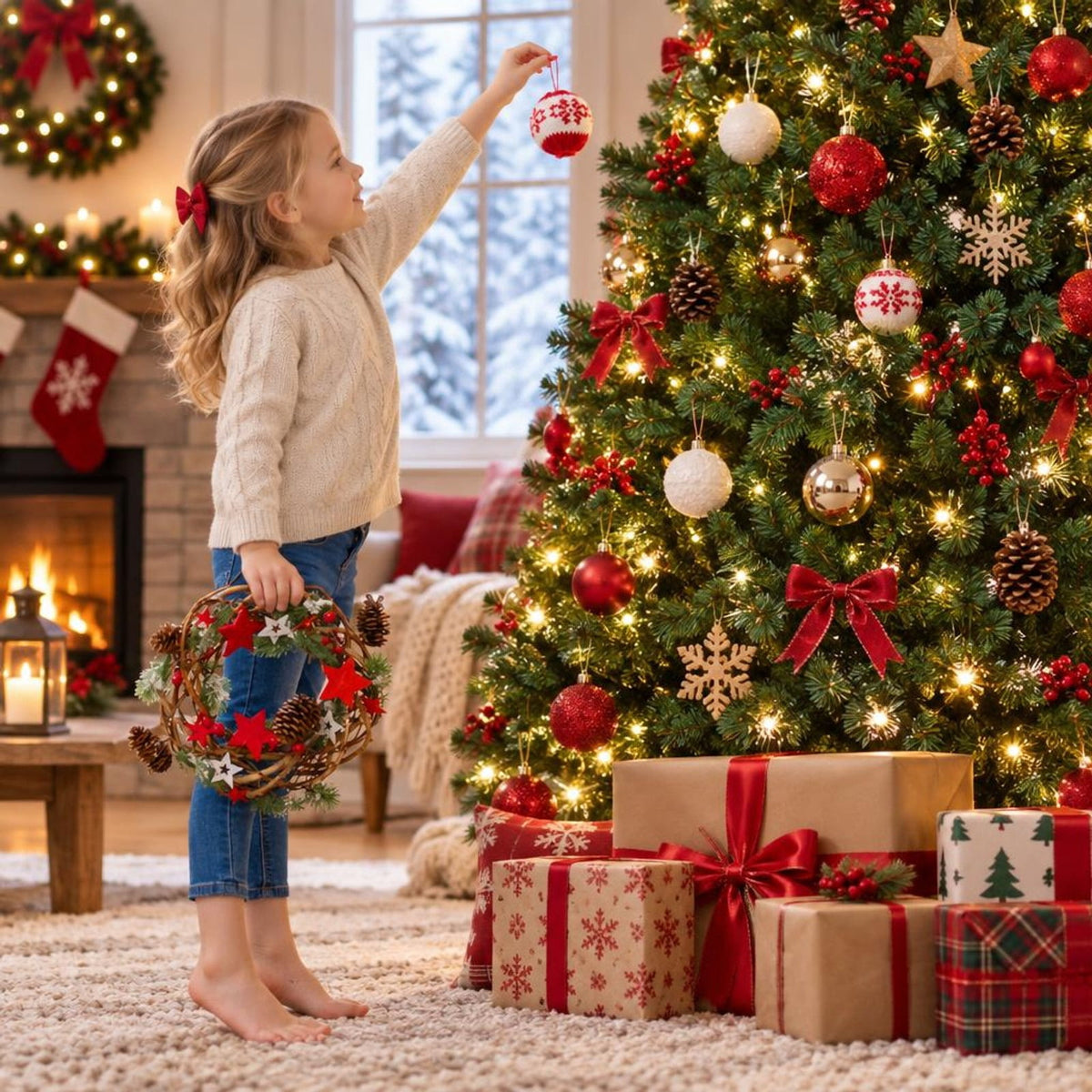 Airfind 8 Feet PVC Artificial Christmas Tree with LED Lights-8 ft, PVC iron Frame, 4.3 x 7.5 H Footprint, Green
