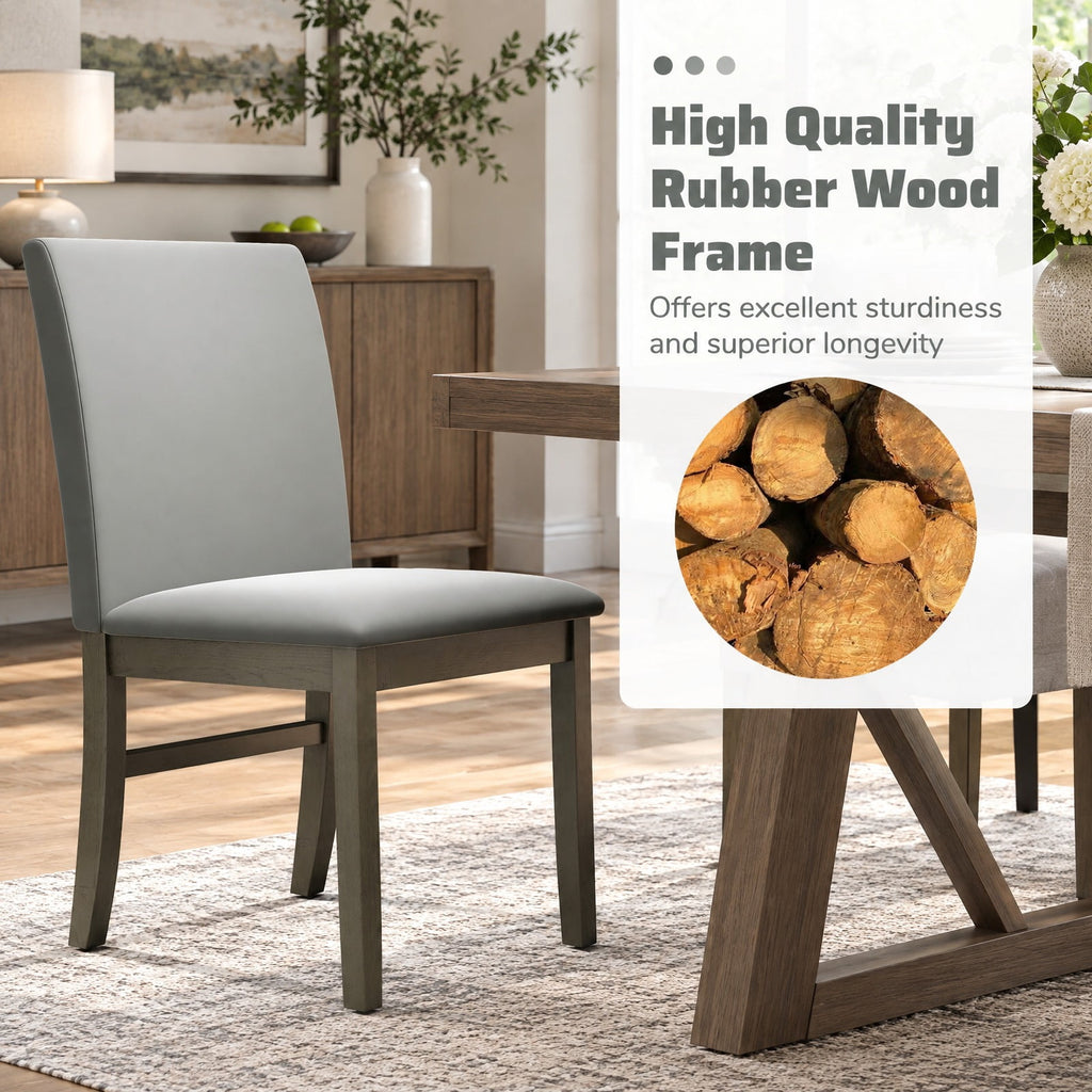 Airfind Upholstered Dining Chairs Set of 2 with Rubber Wood Legs and High Back, Gray, Curved rear legs ensure enhanced stability