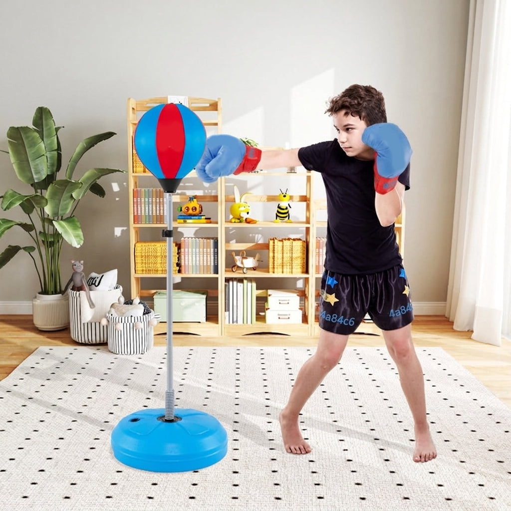 Airfind Adjustable Freestanding Punching Bag for Adults and Kids with Sand or Water Fillable Base and Boxing Gloves and Height Adjustable Stand for Home Training, Blue
