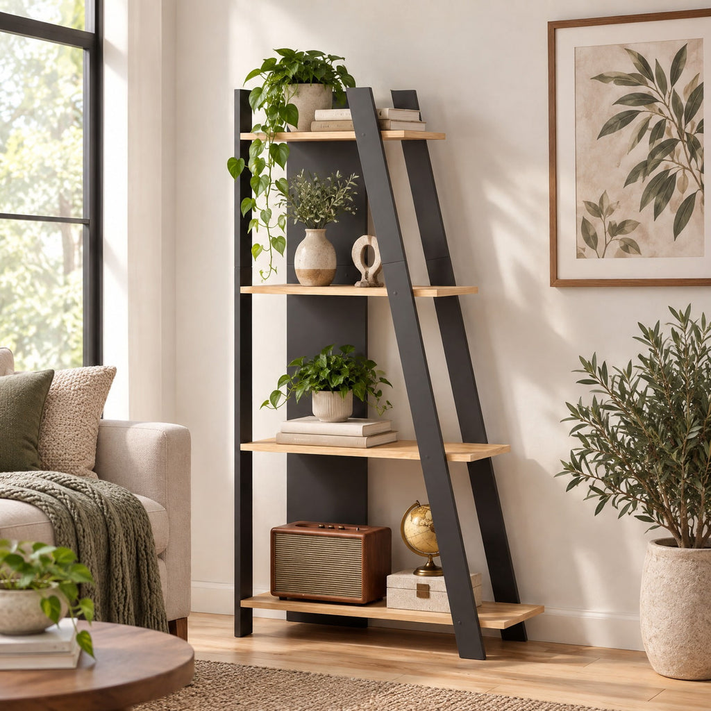 Airfind 4-Tier Modern Bookshelf Wooden Vertical Display Book Shelf for Small Space, Shelf 51 lbs Total Capacity, Engineered Wood Frame