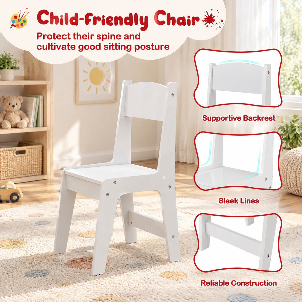 Airfind Kids Art Table and Chair Set Toddler Craft Drawing Desk, 110 lbs Capacity, MDF Pine Wood Frame, 31.5 x 23.5 x 19.5 Footprint, White