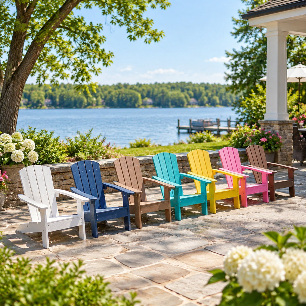 AIRFIND Kids Adirondack Chair with Slatted Back, Wide Armrests and Reinforced Base, HIPS Outdoor Seat for Ages 3 to 8, 165 lb Capacity, Turquoise