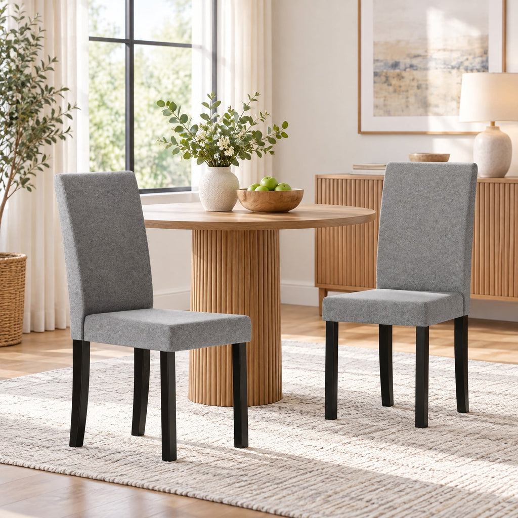Airfind Set of 2 Dining Chair Mid-Century Modern Fabric Upholstered Parson Chairs, Chair 330 lbs Capacity, 17in x 22in x 35.5in Footprint, Light Gray