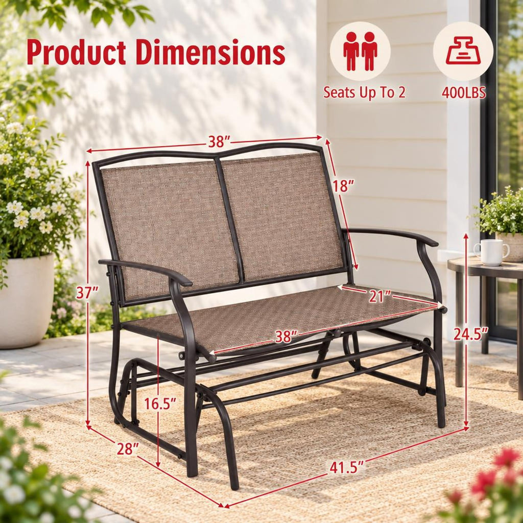Airfind Outdoor Iron Patio Rocking Chair for Backyard and Lawn, 396 lbs Capacity, Steel and textilene Frame, 41.3 x 28.1 x 36.6 Footprint, Black