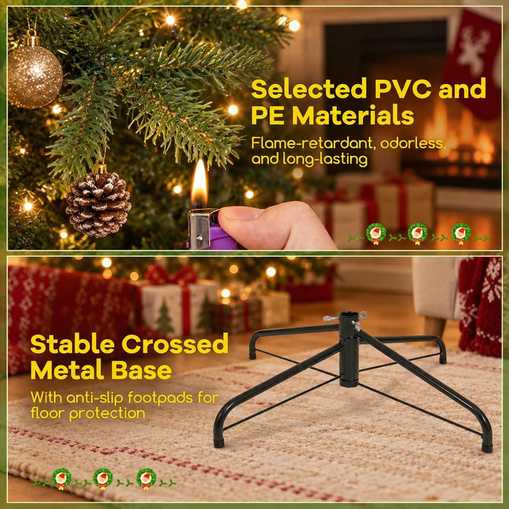 Airfind 9 Ft Pre-lit Artificial Christmas Tree with 560 Color-changeable LED Lights, 1770 Branch Tips, Remote Control, Green