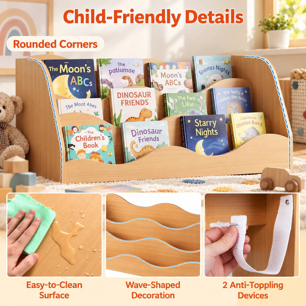 Airfind Kids Toy Wooden Storage Organizer with 2 Rolling Drawers for Kids Room, 11 lbs Capacity, Engineered Wood Frame, Natural