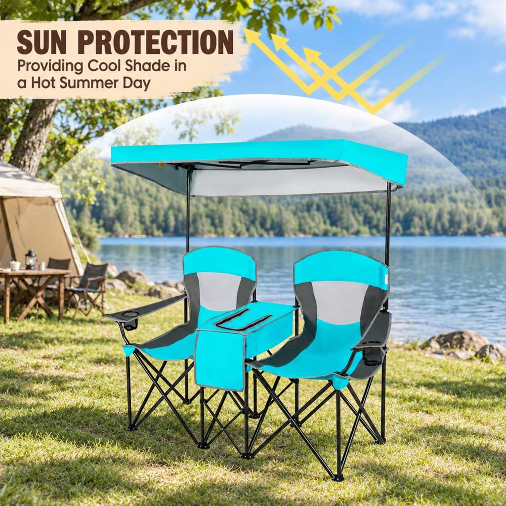 Airfind Patented Portable Folding Camping Canopy Chairs with Cup Holder, Steel oxford fabric Frame, 55.5 x 28.5 x 59.5 (L x W x H) The Footprint