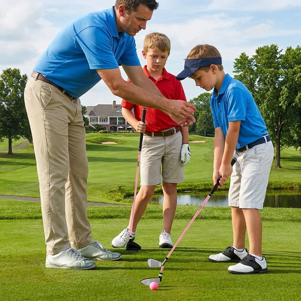 Airfind Junior Complete Golf Club Set for Ages 11-13 with 5 Pieces Including a 460cc Fairway Wood and Irons Plus Putter and Stand Bag as a Full Golf Club Set, Pink