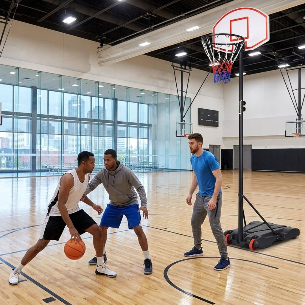 Airfind Portable Basketball Hoop with Adjustable Height and Stabilizing Weighted Base for Driveway and Outdoor Family Play, Black