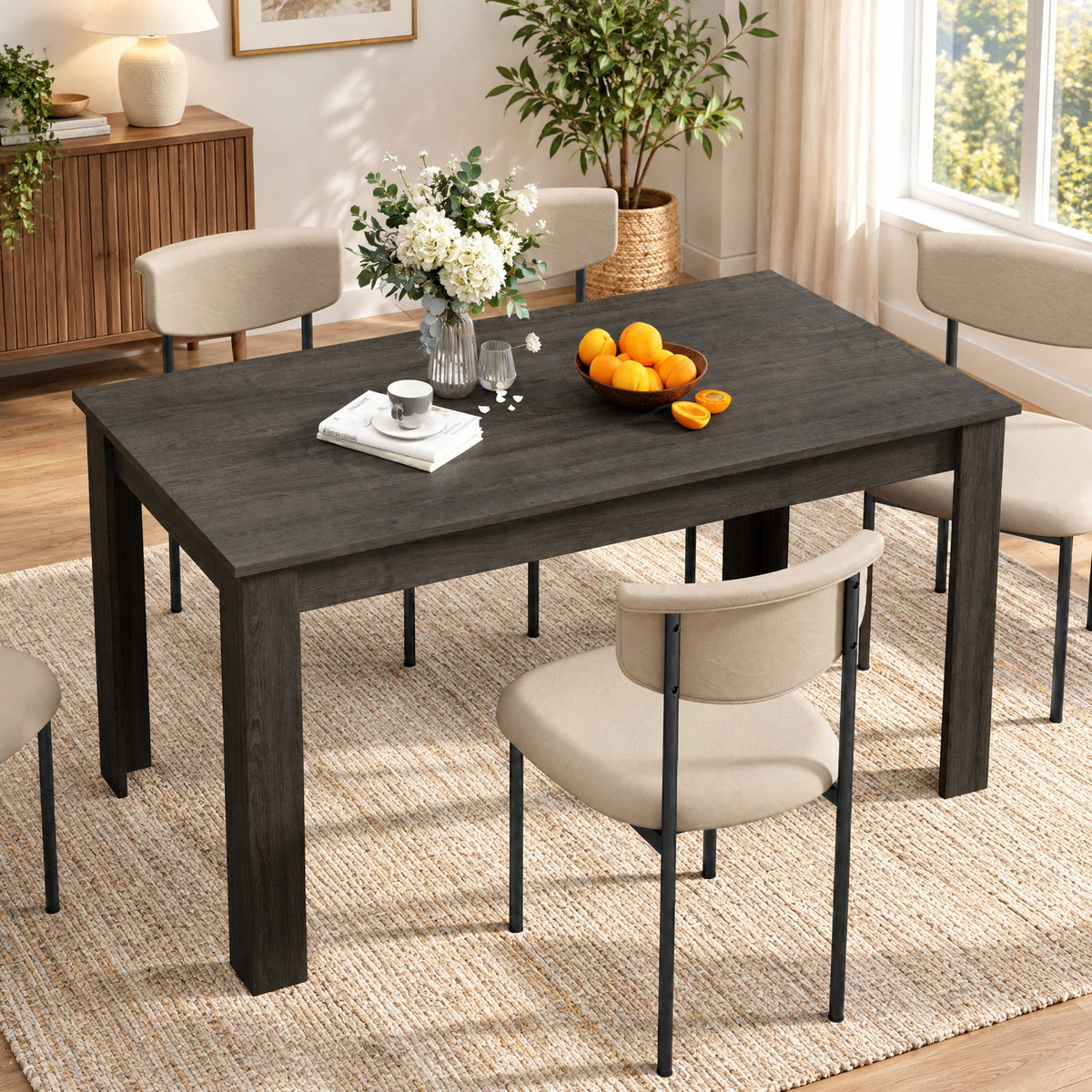 Airfind 63 Inch Rectangular Modern Dining Kitchen Table, 330 lbs Capacity, Engineered wood Frame, 63 x 31.5 x 30 Footprint, Gray