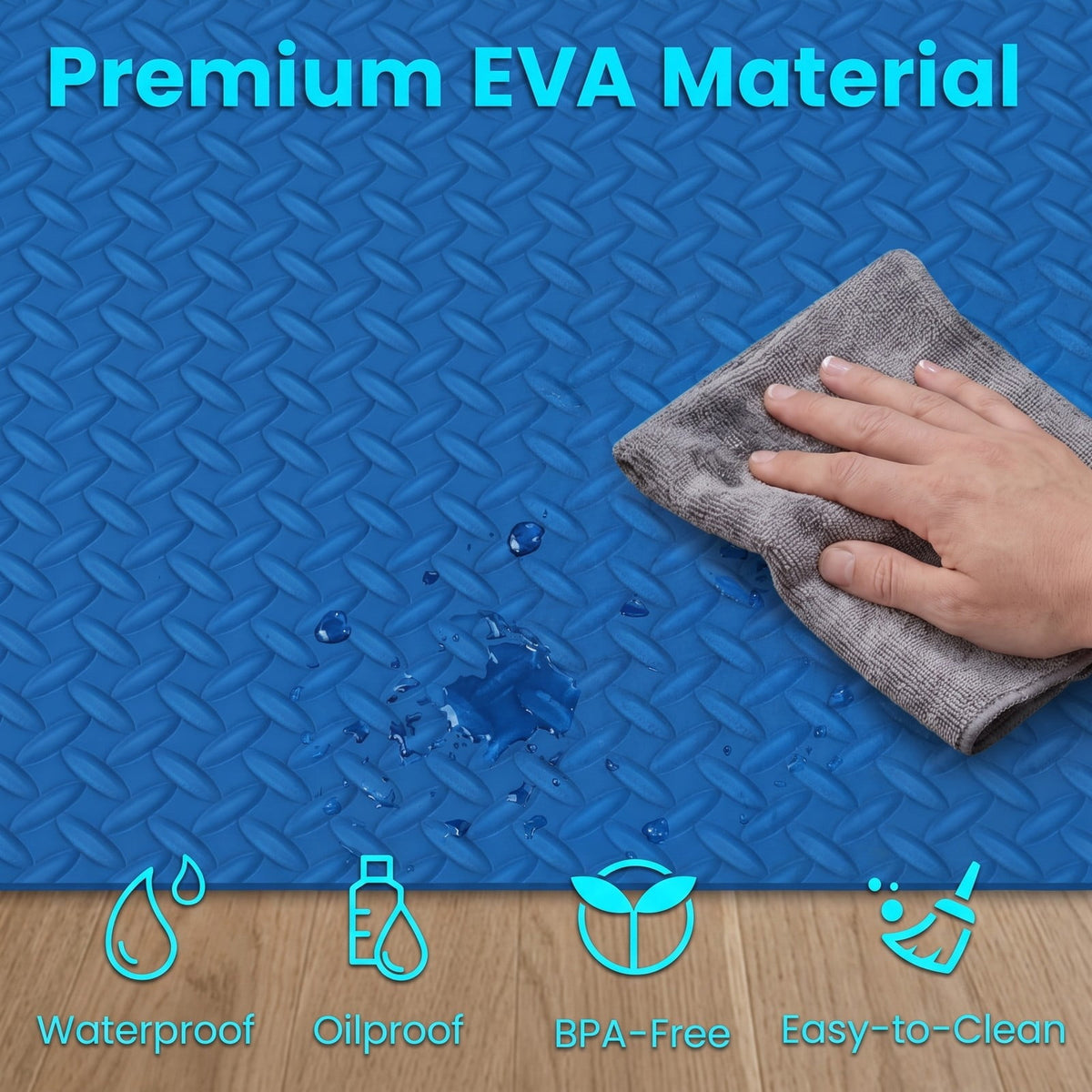 Airfind 24 Tiles Puzzle Exercise Floor Mat with Interlocking EVA Foam and Non-Slip Texture for Home Gym Equipment Protection, Blue