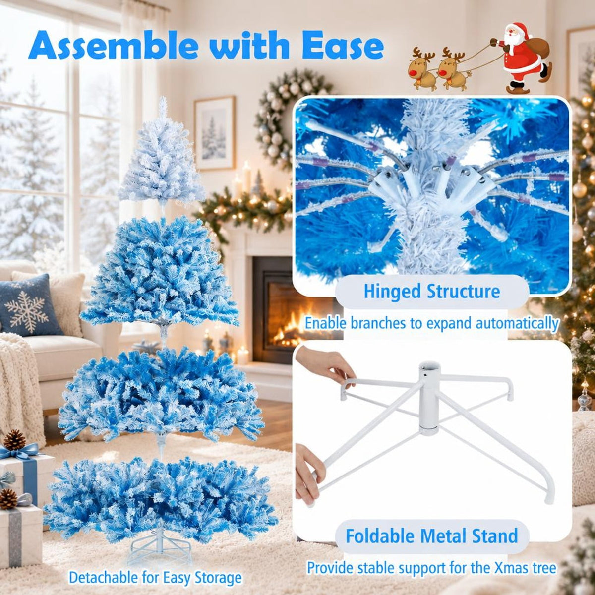Airfind 5/6/7/8 FT Artificial Christmas Tree with Warm White LED Lights and 8 Modes-8 Feet, PVC Metal Tree Height 5 ft Tree Width 3.1 ft Frame