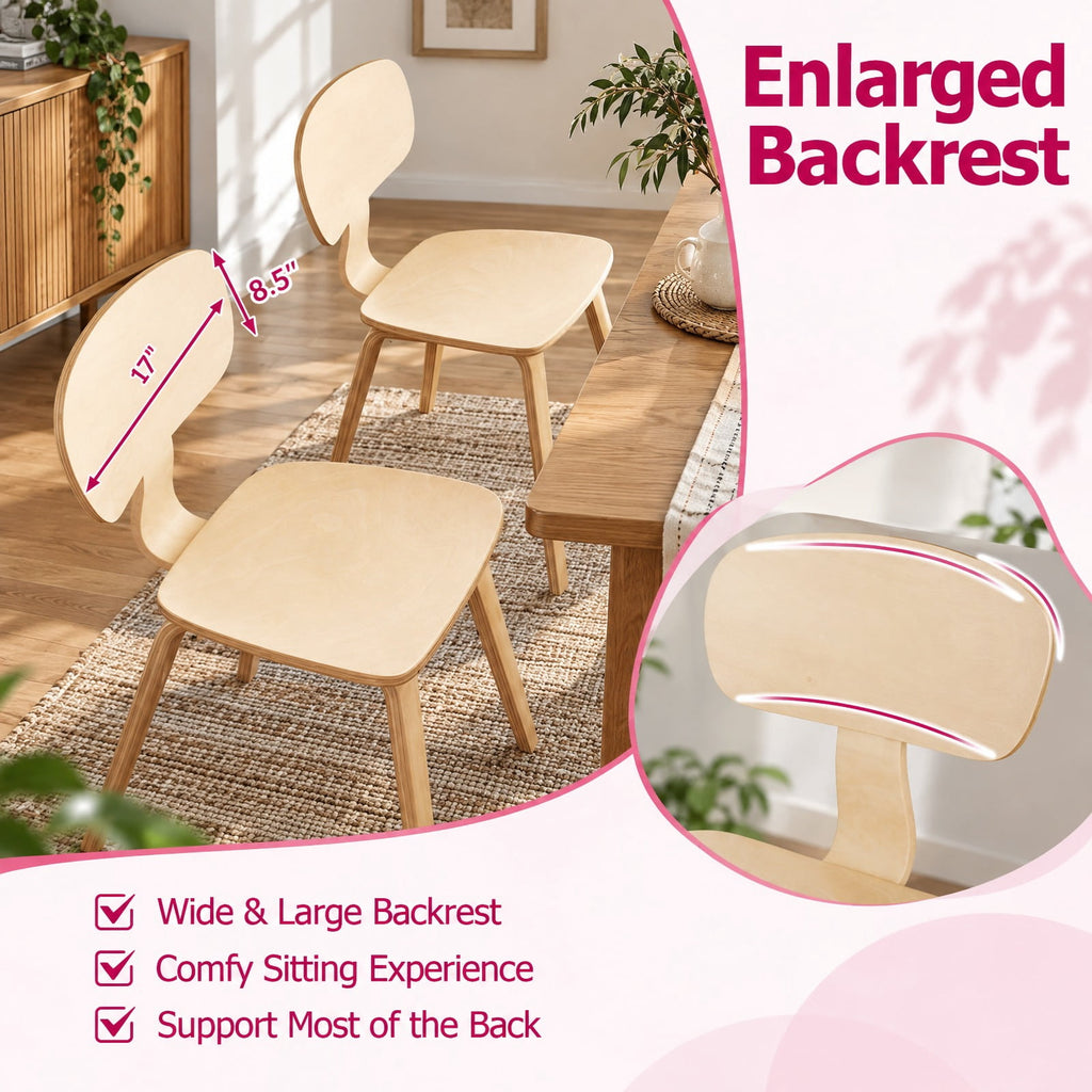Airfind Modern Dining Chair Set of 4 with Wide Seat, 330 lbs Capacity, Bentwood Rubber Wood Frame, 17 x 20.5 x 31.5 Footprint, Natural