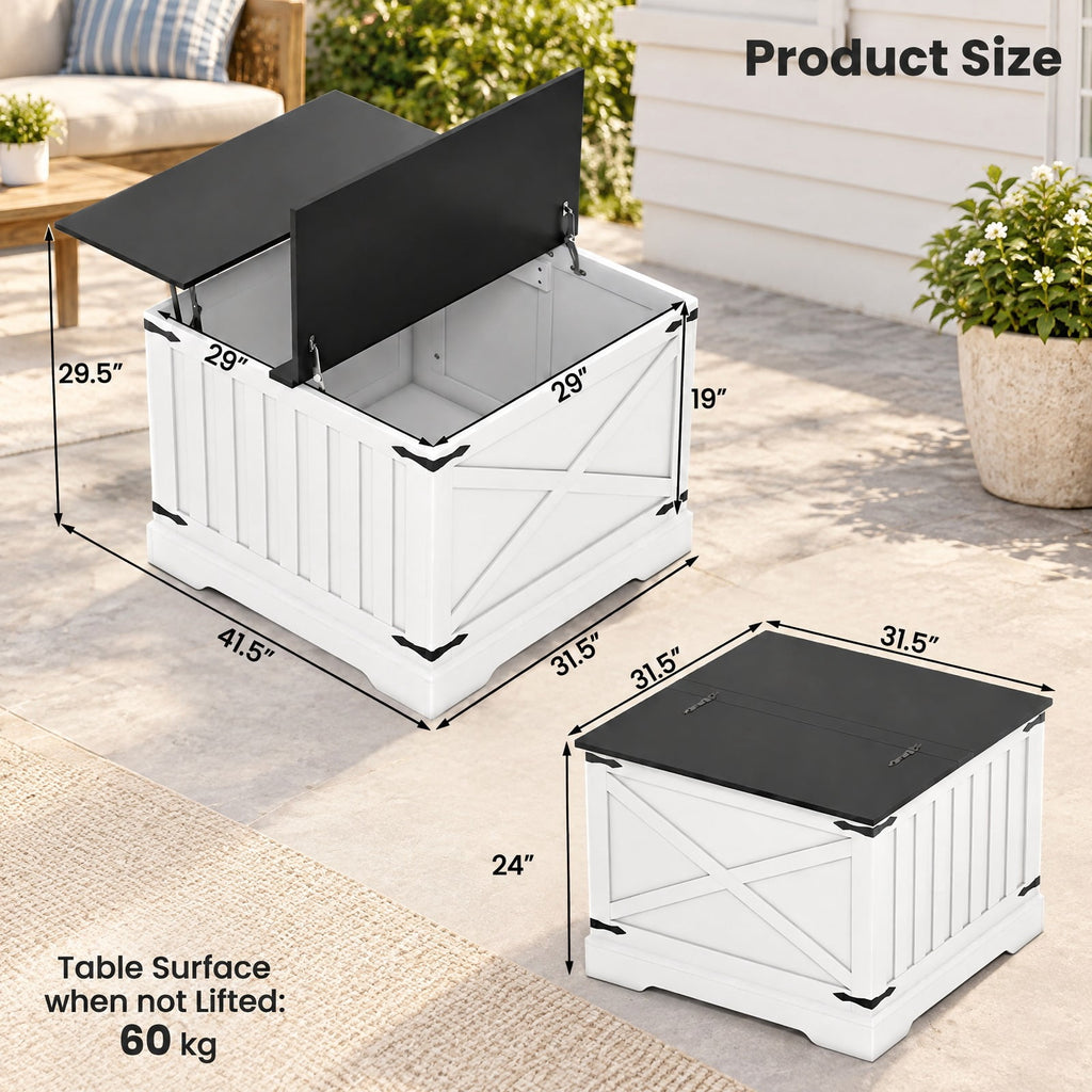 Airfind Farmhouse Lift Top Coffee Table with Hidden Storage Compartment, 132 lbs Tabletop Capacity, Engineered Wood MDF Metal Frame, Black