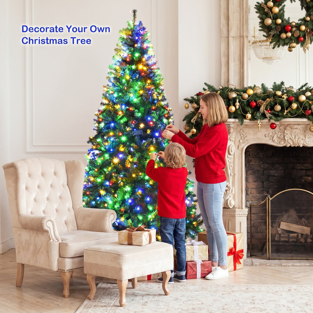 Airfind Artificial Premium Hinged Christmas Tree-8 Feet, PVC Frame, 0.9in x 1.6in x 2in Footprint, Green Adapter: UL-certified