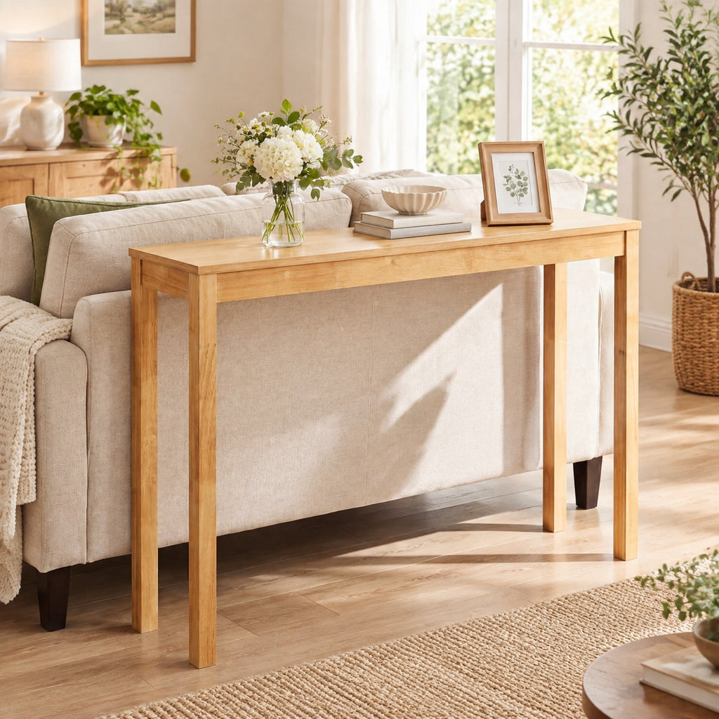 Airfind Wooden Console Table Modern Farmhouse Sofa Table with Thickened Top, 132 lbs Capacity, Rubber Wood MDF Frame, 48 x 12 x 32 Footprint