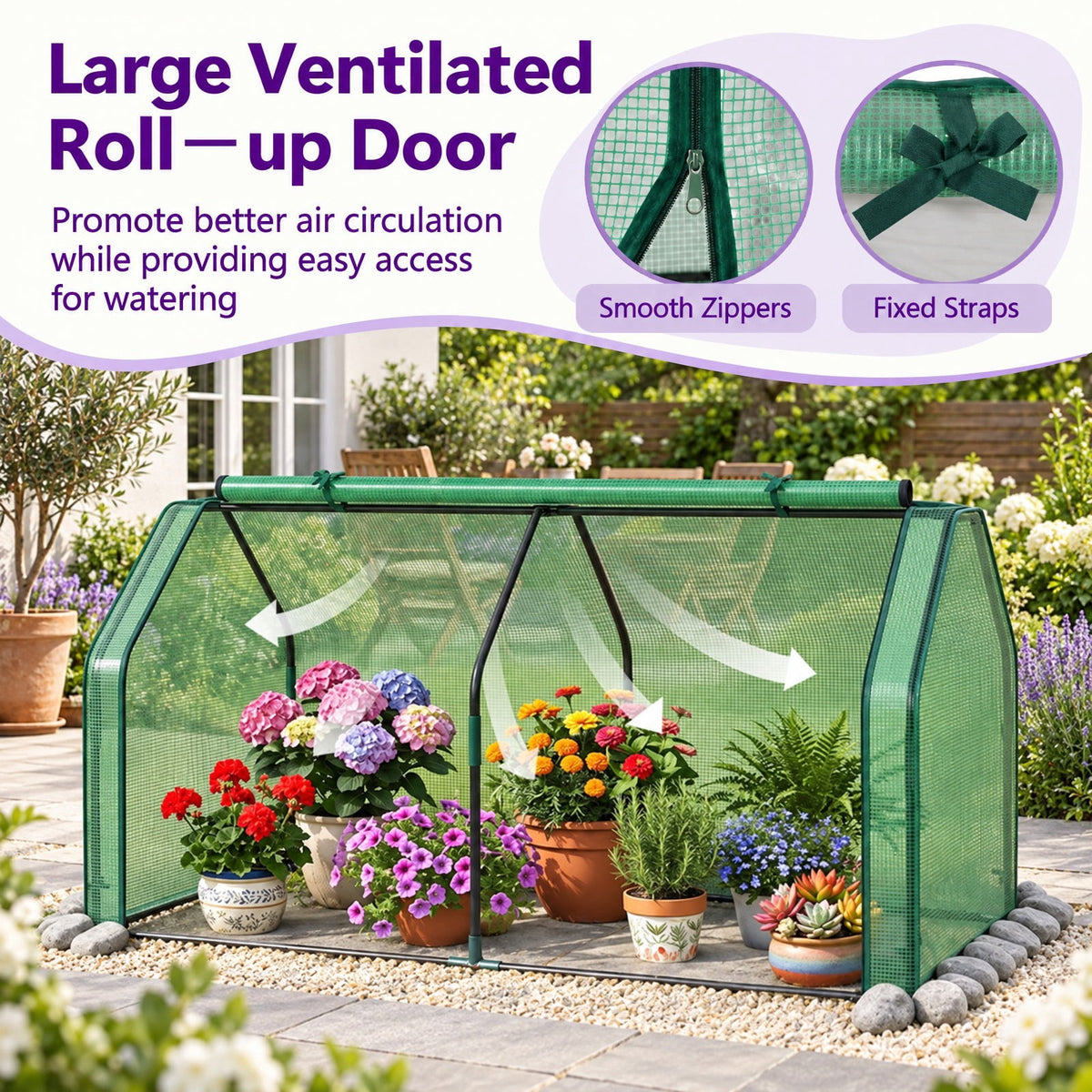 Airfind Portable Mini Greenhouse Small Garden Greenhouse with PE Cover and Zippered Roll-up Door for Vegetables, Green