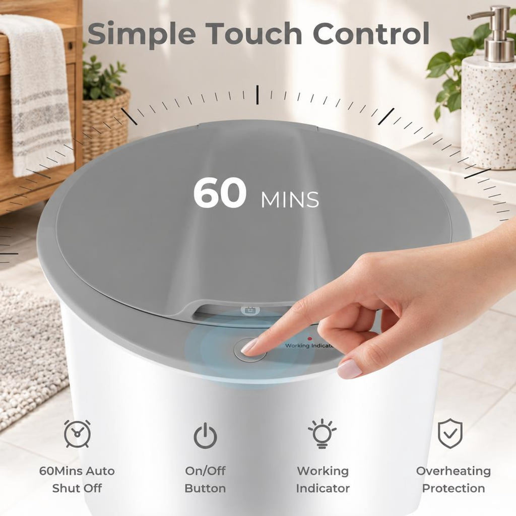 Airfind Towel Warmer Bucket featuring Auto Shut Off for Bathroom, PP Galvanized Sheet PC Frame, 13.5 Inch x 13.5 Inch x 18.5 Inch Footprint, Gray
