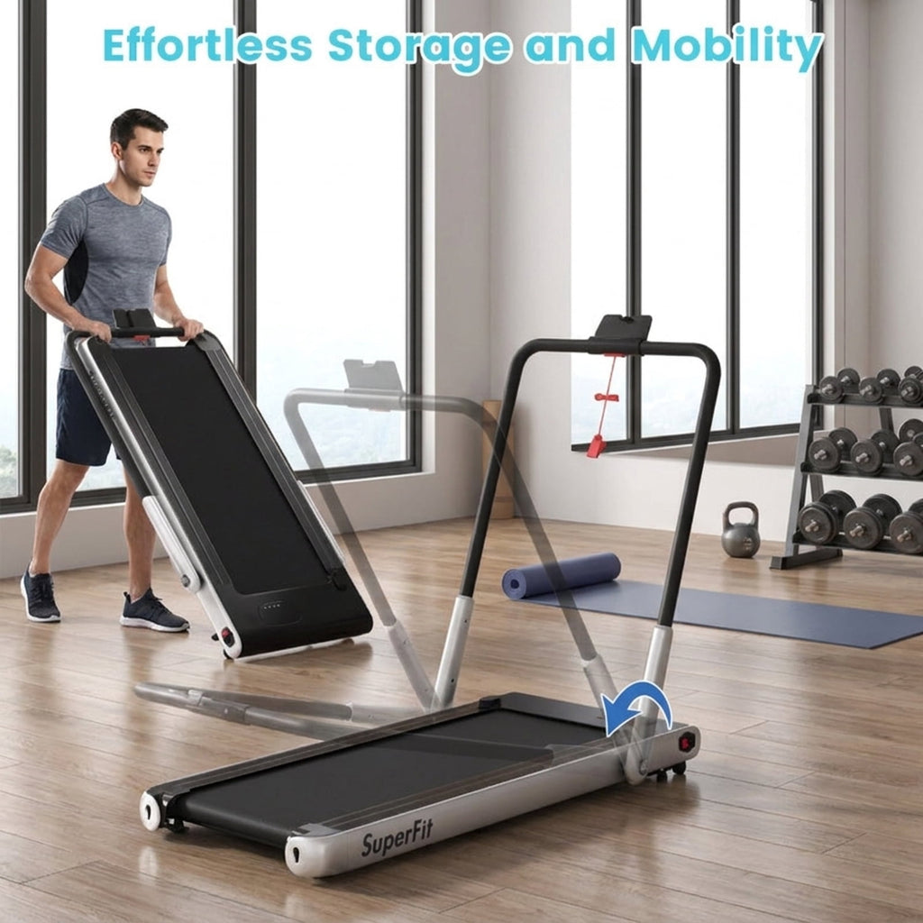 Airfind Walking Treadmill for Home with Adjustable 0.6-8 MPH Speed and Shock-Absorbing Belt Plus USB Port and Transport Wheels to Serve as a Quiet Folding Walking Pad, Silver